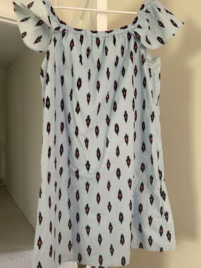 J Crew Light Blue Off-Shoulder Patterned Sundress